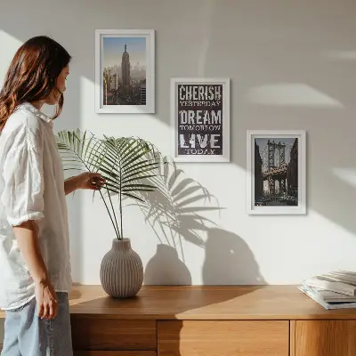 Juego de 3 cuadros decorativos con paisajes de la ciudad de Nueva York y una cita inspiradora