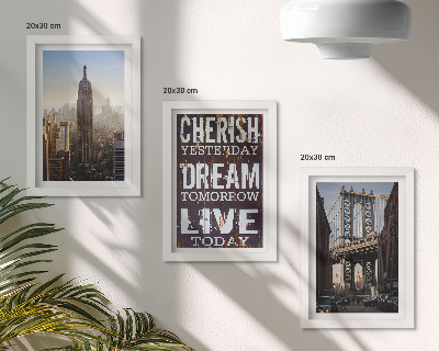 Juego de 3 cuadros decorativos Paisajes de la ciudad de Nueva York con una cita inspiradora.