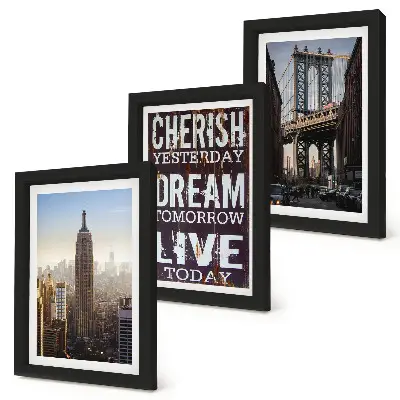 Juego de 3 cuadros decorativos con paisajes de la ciudad de Nueva York y una cita inspiradora