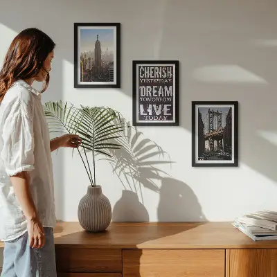 Juego de 3 cuadros decorativos con paisajes de la ciudad de Nueva York y una cita inspiradora