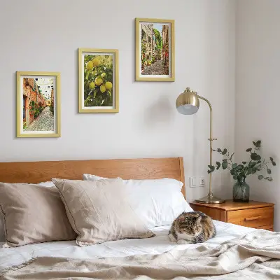 Tríptico enmarcado con calles encantadoras decoradas con flores y limones