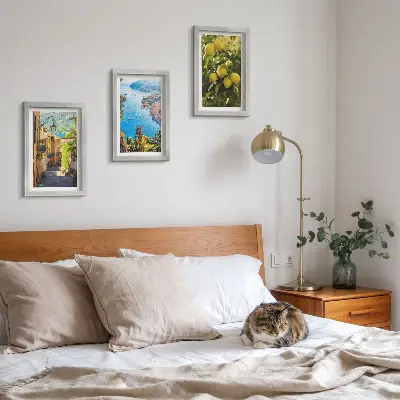 Juego de 3 cuadros decorativos con diseño de calles costeras pintorescas, vistas al mar y limoneros