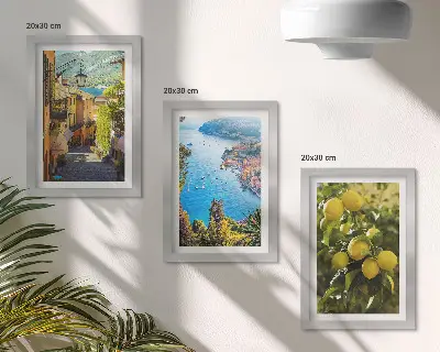 Juego de 3 cuadros decorativos con diseño de calles costeras pintorescas, vistas al mar y limoneros