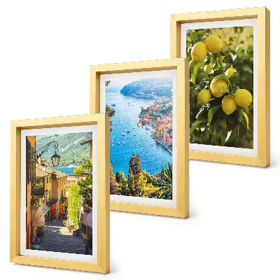 Juego de 3 cuadros decorativos con diseño de calles costeras pintorescas, vistas al mar y limoneros