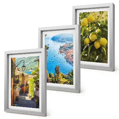 Juego de 3 cuadros decorativos con diseño de calles costeras pintorescas, vistas al mar y limoneros