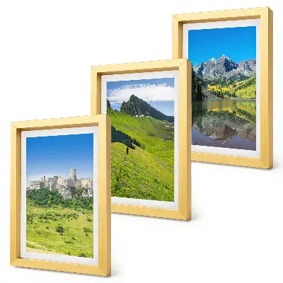 Juego de 3 cuadros decorativos con diseño de colinas verdes, castillo y paisajes montañosos