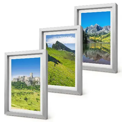 Juego de 3 cuadros decorativos con diseño de colinas verdes, castillo y paisajes montañosos