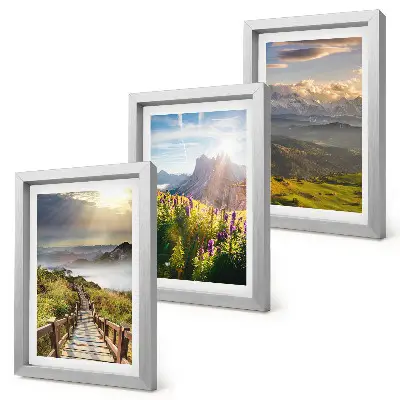 Juego de 3 cuadros decorativos con paisajes de montaña, flores, cielo y sendero