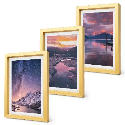 Juego de 3 cuadros decorativos con paisajes naturales de montañas y agua