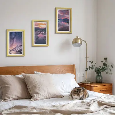 Juego de 3 cuadros decorativos con paisajes naturales de montañas y agua