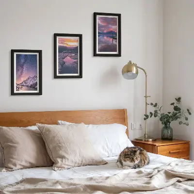 Juego de 3 cuadros decorativos con paisajes naturales de montañas y agua