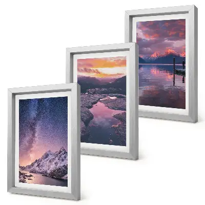 Juego de 3 cuadros decorativos con paisajes naturales de montañas y agua