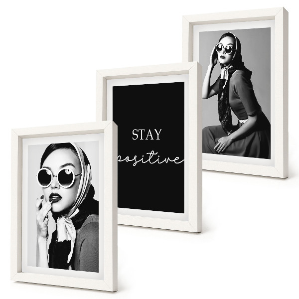 Juego de 3 cuadros decorativos Retratos elegantes de mujeres con gafas de sol