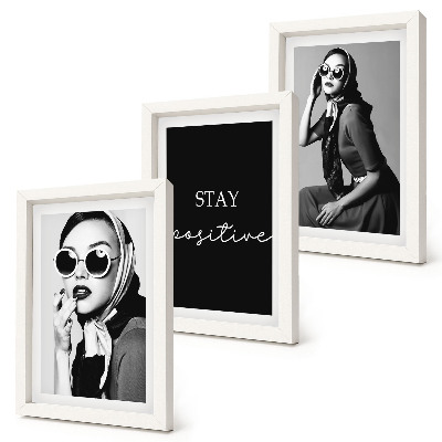 Juego de 3 cuadros decorativos Retratos elegantes de mujeres con gafas de sol