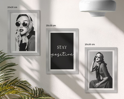 Juego de 3 cuadros decorativos Retratos elegantes de mujeres con gafas de sol