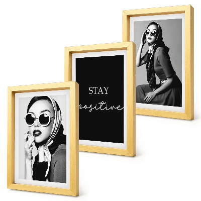 Juego de 3 cuadros decorativos Retratos elegantes de mujeres con gafas de sol
