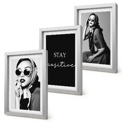 Juego de 3 cuadros decorativos Retratos elegantes de mujeres con gafas de sol