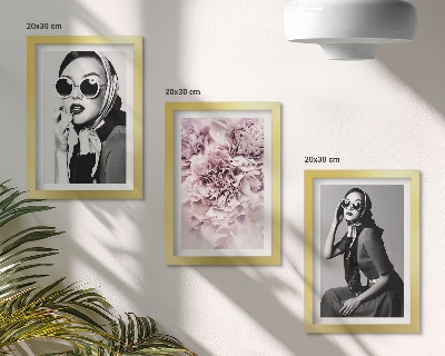 Juego de 3 cuadros decorativos Retratos elegantes de mujeres con flores rosas