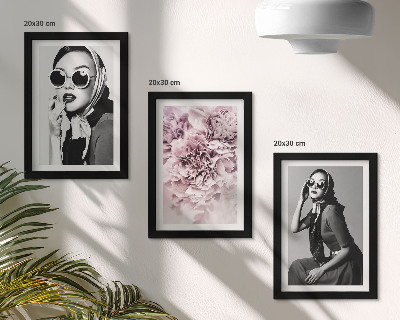 Juego de 3 cuadros decorativos Retratos elegantes de mujeres con flores rosas
