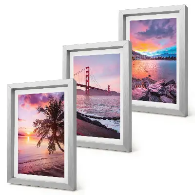 Juego de 3 cuadros decorativos con diseño de puestas de sol sobre el puente y paisaje acuático