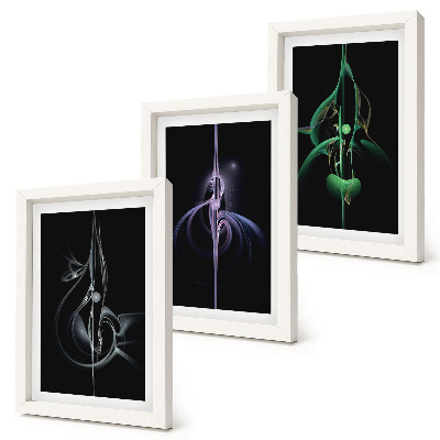 Juego de 3 cuadros decorativos Patrones abstractos en tonos de negro y color.