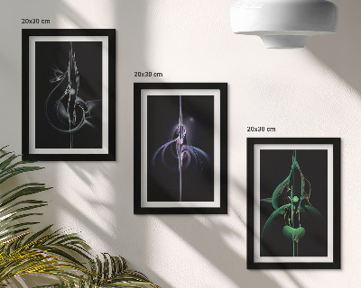 Juego de 3 cuadros decorativos Patrones abstractos en tonos de negro y color.