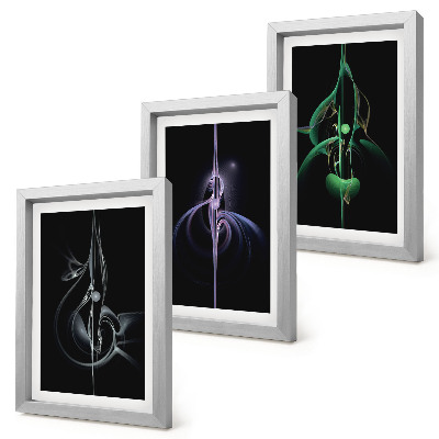 Juego de 3 cuadros decorativos Patrones abstractos en tonos de negro y color.