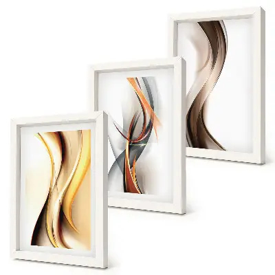 Juego de 3 cuadros decorativos con diseño de ondas en tonos amarillos grises y marrones