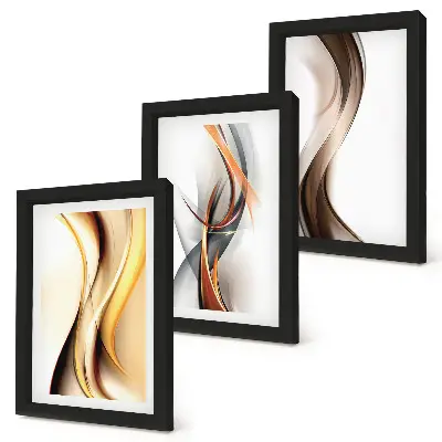 Juego de 3 cuadros decorativos con diseño de ondas en tonos amarillos grises y marrones