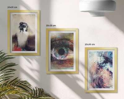 Tríptico enmarcado Retrato de un ojo de mujer, colores abstractos, emociones