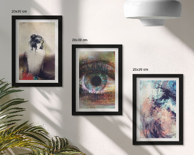 Tríptico enmarcado Retrato de un ojo de mujer, colores abstractos, emociones