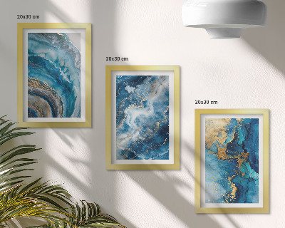 Juego de 3 cuadros decorativos Patrones abstractos azules en tres pinturas