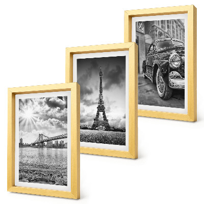 Tríptico enmarcado Vistas de la ciudad, puentes, Torre Eiffel, coche clásico