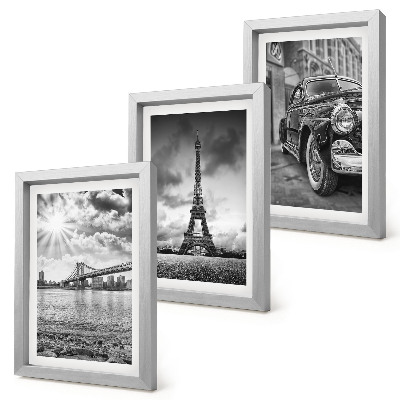 Tríptico enmarcado Vistas de la ciudad, puentes, Torre Eiffel, coche clásico