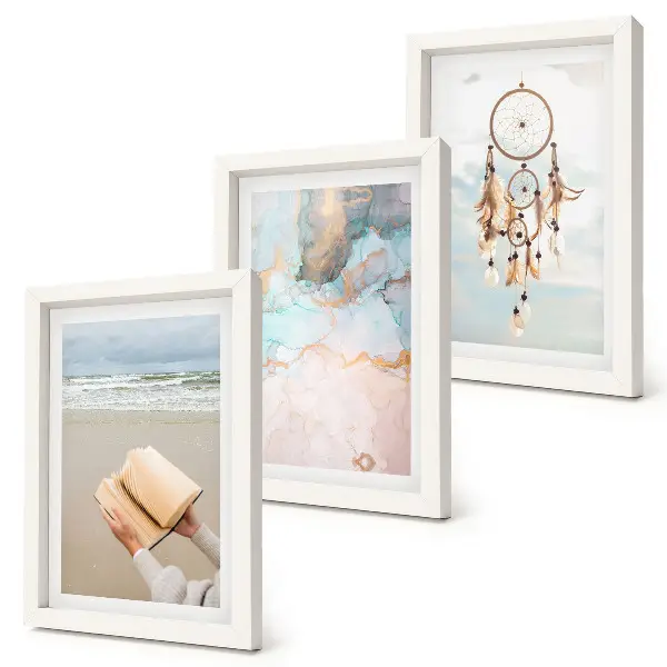 Juego de 3 cuadros decorativos con diseño abstracto de libro marino y atrapasueños bohemio