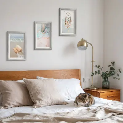 Juego de 3 cuadros decorativos con diseño abstracto de libro marino y atrapasueños bohemio
