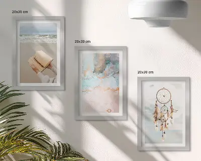 Juego de 3 cuadros decorativos con diseño abstracto de libro marino y atrapasueños bohemio