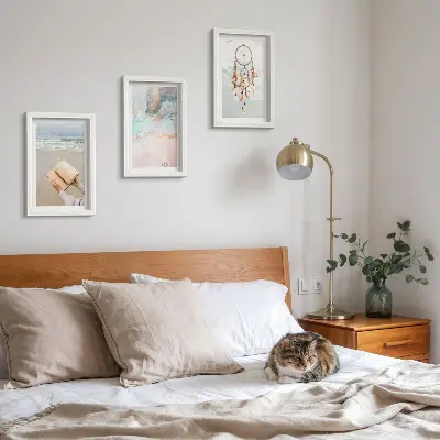 Juego de 3 cuadros decorativos con diseño abstracto de libro marino y atrapasueños bohemio