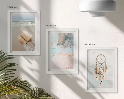Juego de 3 cuadros decorativos con diseño abstracto de libro marino y atrapasueños bohemio