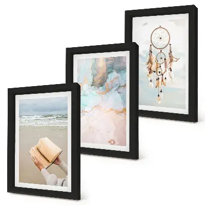Juego de 3 cuadros decorativos con diseño abstracto de libro marino y atrapasueños bohemio