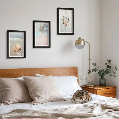 Juego de 3 cuadros decorativos con diseño abstracto de libro marino y atrapasueños bohemio