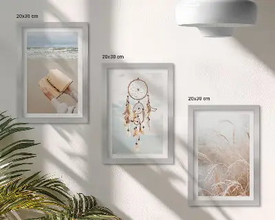 Tríptico enmarcado paisajes apacibles con delicadas vistas veraniegas de estilo bohemio