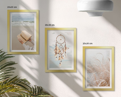 Tríptico enmarcado Paisajes apacibles, delicadas vistas veraniegas, estilo bohemio.