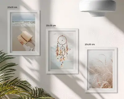 Tríptico enmarcado paisajes apacibles con delicadas vistas veraniegas de estilo bohemio