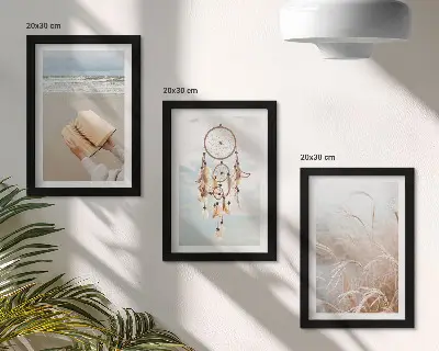 Tríptico enmarcado paisajes apacibles con delicadas vistas veraniegas de estilo bohemio