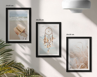 Tríptico enmarcado Paisajes apacibles, delicadas vistas veraniegas, estilo bohemio.