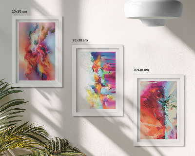 Juego de 3 cuadros decorativos Abstracciones coloridas con formas y figuras dinámicas.