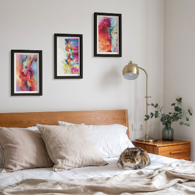Juego de 3 cuadros decorativos Abstracciones coloridas con formas y figuras dinámicas.