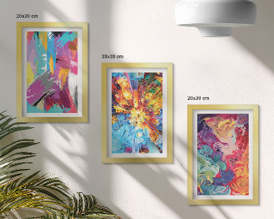 Juego de 3 cuadros decorativos Abstracciones pictóricas coloridas con patrones dinámicos