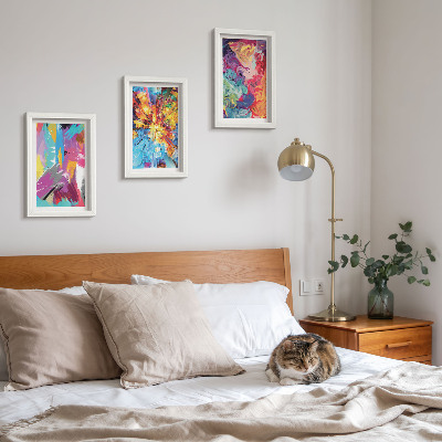 Juego de 3 cuadros decorativos Abstracciones pictóricas coloridas con patrones dinámicos